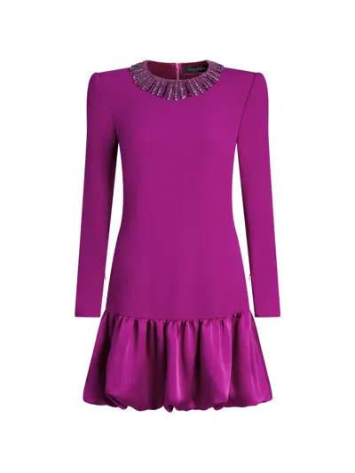 Jenny Packham Countessa Crystal-embellished Puff-hem Dress In Purple