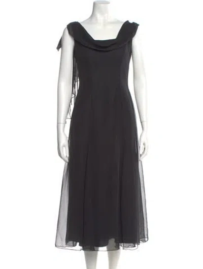 Pre-owned Jenny Packham Cowl Neck Midi Length Dress In Gray