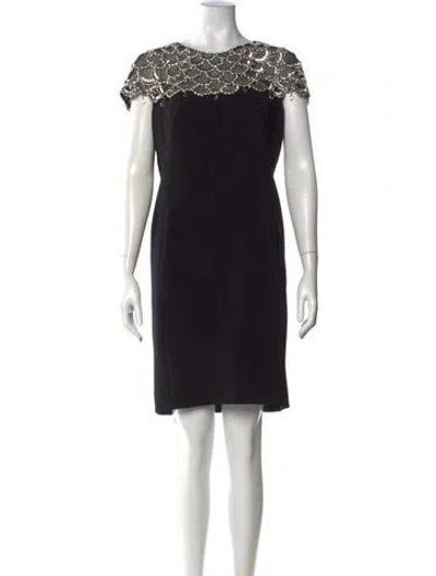 Pre-owned Jenny Packham Crew Neck Knee-length Dress In Black