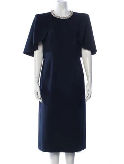Pre-owned Jenny Packham Crew Neck Knee-length Dress In Blue