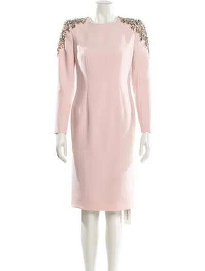 Pre-owned Jenny Packham Crew Neck Knee-length Dress In Pink