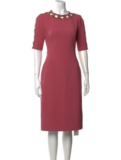 Pre-owned Jenny Packham Crew Neck Knee-length Dress W/ Tags In Pink