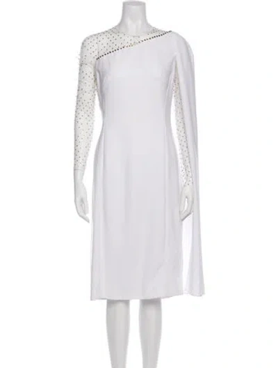 Pre-owned Jenny Packham Crew Neck Knee-length Dress In White
