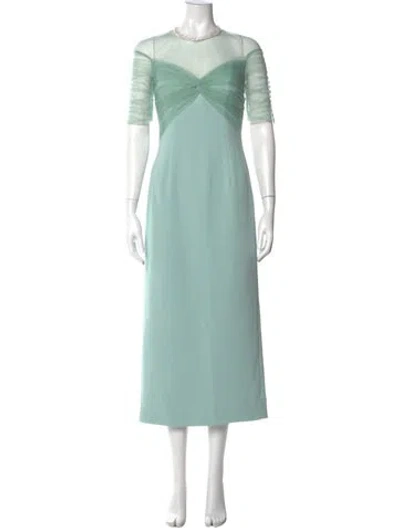 Pre-owned Jenny Packham Crew Neck Long Dress In Green