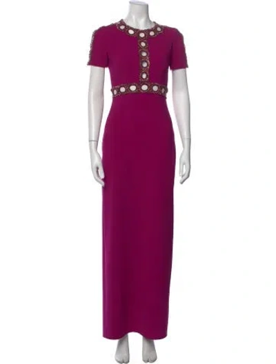 Pre-owned Jenny Packham Crew Neck Long Dress In Purple