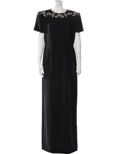Pre-owned Jenny Packham Crew Neck Long Dress W/ Tags In Black