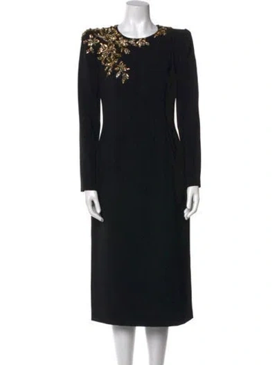 Pre-owned Jenny Packham Crew Neck Midi Length Dress In Blue