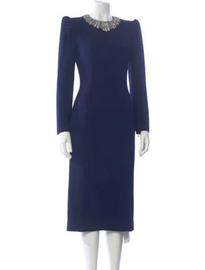 Pre-owned Jenny Packham Crew Neck Midi Length Dress In Blue