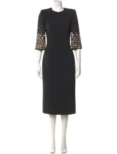Pre-owned Jenny Packham Crew Neck Midi Length Dress In Multi