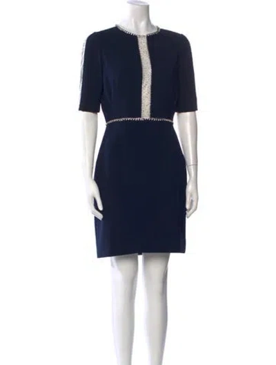 Pre-owned Jenny Packham Crew Neck Mini Dress In Blue