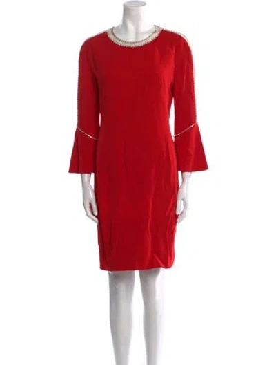 Pre-owned Jenny Packham Crew Neck Mini Dress In Red