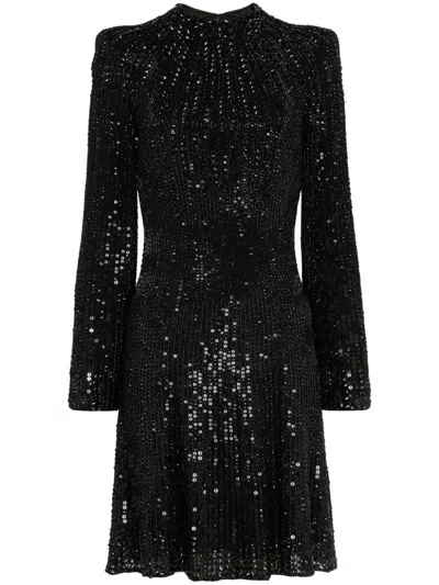 Jenny Packham Crystal Crunch Short Dress In Black