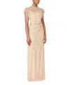 Jenny Packham Crystal Drop Crystal-embellished High-neck Maxi Dress In Neutral