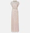 Jenny Packham Crystal Drop Embellished Gown In Pink