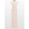 Jenny Packham Crystal Drop Embellished High-neck Maxi Dress In Neutral