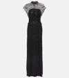 Jenny Packham Crystal Drop Gown In Black