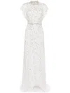 Jenny Packham Crystal Drop Gown In Grey