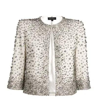 Jenny Packham Darlin Crystal-embellished Cropped Jacket In White