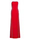 Jenny Packham Crystal-embellished Strapless Dress In Red