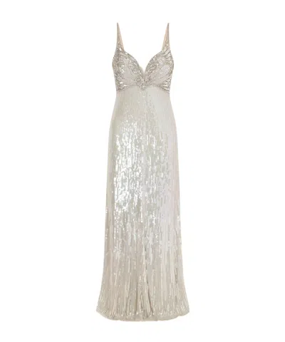 Jenny Packham Crystal-embellished Sequined Tulle Gown In White