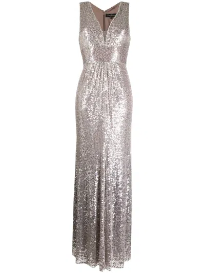 Jenny Packham Cygnet Sequinned Maxi Dress In Silver