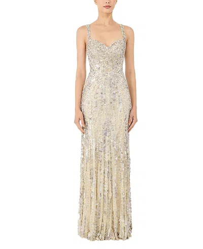 Jenny Packham Da Vinci Sequin-embellished Dress In Nude