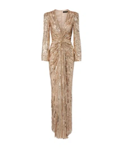 Jenny Packham Darcy Embellished Gown In Brown