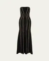 Jenny Packham Dash Crystal Strapless Crepe Mermaid Gown In Liqusilvgold