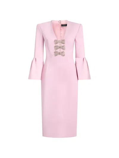 Jenny Packham Debut Crystal-embellished Bell-sleeve Dress In Pink