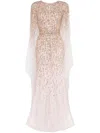 Jenny Packham Delphine Sequinned Cape Gown In Pink