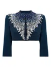 Jenny Packham Embellished Dexy Cropped Jacket In Blue