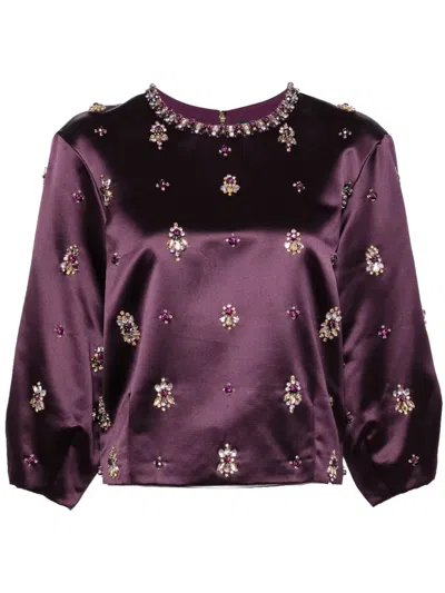 Jenny Packham Disco Satin Top In Purple