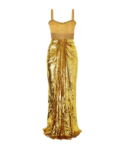 Jenny Packham Only You Draped Embellished Tulle Gown In Gold