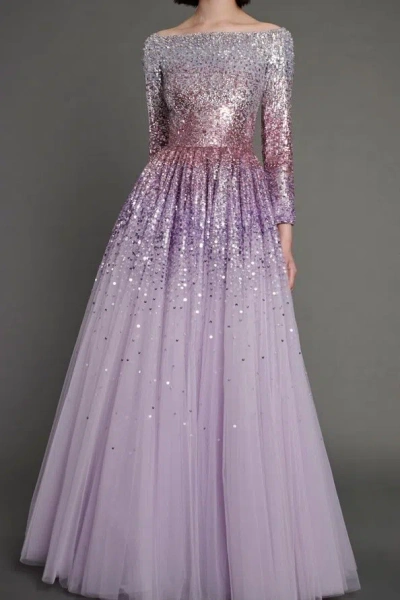 Jenny Packham Dreaming Sequin-embellished Gown In Purple
