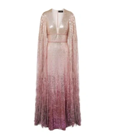 JENNY PACKHAM EASY BREEZY SEQUINED CAPED GOWN