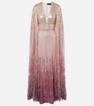 Jenny Packham Easy Breezy Sequin-embellished Maxi Dress In Pink
