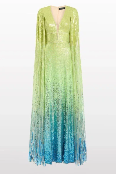 Jenny Packham Easy Breezy Sequin-embellished Maxi Dress In Green