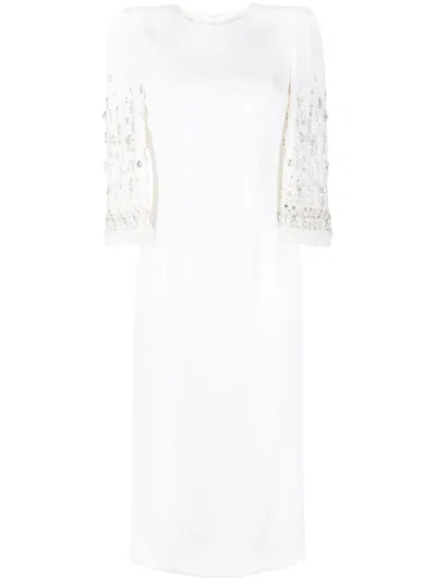 Jenny Packham Ebba Crystal-embellished Midi Dress In White