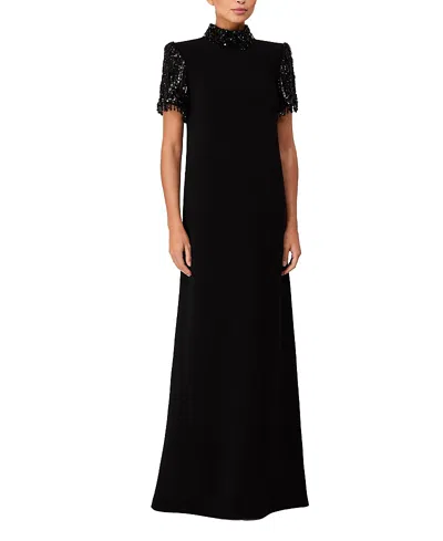 Jenny Packham Edie Sequin-embellished High-neck Maxi Dress In Black