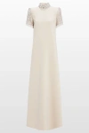 Jenny Packham Edie Sequin-embellished High-neck Maxi Dress In Neutral