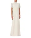 Jenny Packham Edie Sequin-embellished High-neck Maxi Dress In Neutral