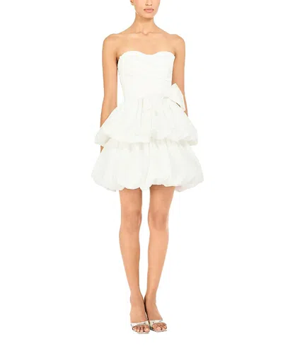 Jenny Packham Elaine Bow Tiered Mini Dress In White