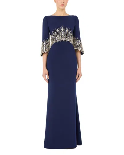 Jenny Packham Electrica Embellished Maxi Dress In Blue