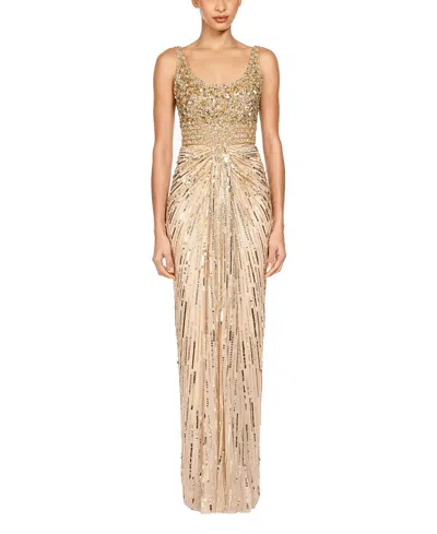 Jenny Packham Elixir Sequin-embellished Maxi Dress In Gold