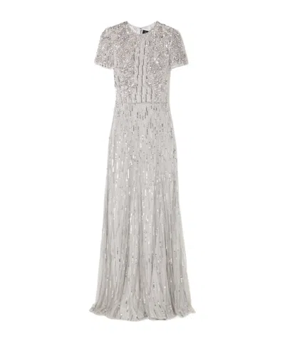 Jenny Packham Eliza Embellished Tulle Gown In Silver