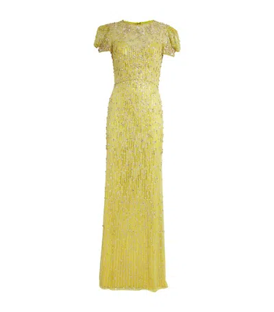 Jenny Packham Embellished Aster Gown In Yellow