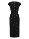 Jenny Packham Embellished Cap-sleeve Midi Dress In Black