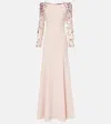 Jenny Packham Embellished Crêpe Gown In Pink