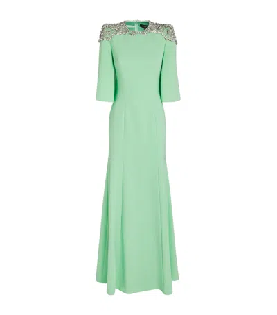 Jenny Packham Embellished Daza Maxi Dress In Green