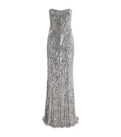 Jenny Packham Embellished Euphoria Gown In Gray